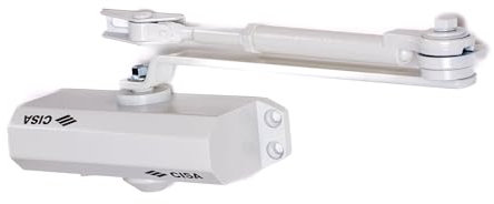CISA Serie 604 - Cierrapuertas con cremallera con parada 16046103045 - Cierrapuertas con velocidad de cierre ajustable - Acabado blanco - Para puertas máx. 85 kg