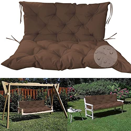 Outdoor Garden Swing Hammock Chair with Waterproof Wooden Seat and Backrest 3 Seater Patio Furniture for Indoor and Outdoor Use Brown 100 * 100 * 10cm