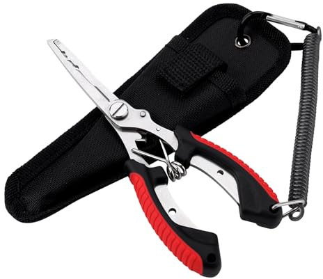 BOXOB Fishing Pliers, Stainless Steel Fishing Pliers Saltwater Ice Fly Sea Fishing Pliers Hook Remover Line Cutter Needle Nose Split Ring Pliers Fishing Scissors Tool Accessories Fishing Gear for Men