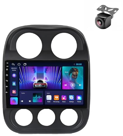 Android 14 autoradio für Jeep Compass Patriot 2010 2011 2012 2013 2014-2016 GPS Navigation 9 Zoll Kapazitiver Touchscreen Mit Lüfter WiFi FM RDS Carplay Wireless Android Auto (M100CP 4core 1+32G)