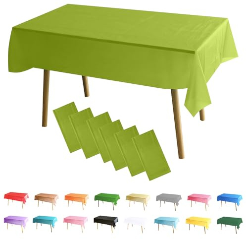 MOMAHUA 6 Packs Vert Fruit Nappes,137x274cm PEVE Nappe de Table Rectangulaire,Nappes Imperméables pour Fête Anniversaire,Picnic,Exterieur,Jardin,Mariage,Noël,Halloween