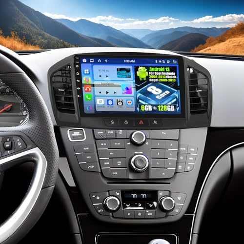 OiLiehu 6+128G 8 Core Android 13 Autoradio per Opel Insignia 2008-2013/Buick Regal 2009-2013 Carplay Android Auto Autoradio con Schermo 9 pollici con Bluetooth GPS FM RDS WiFi SWC DSP Telecamera