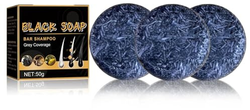 Grau Glanz Seife, Shampoo Bar Gegen Graue Haare Mit Natürlicher Haarabdeckung, Feste Haarseife Zur Grauhaar Reduzierung, Dunkler Shampoo Riegel Für Natürliche Haarfarbe (3pc, 50g)