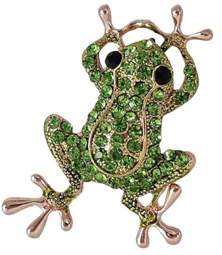 Schimmernde Frösch-Brosche für Damen, Kleidung, Tierform, Anstecknadel mit Kristall-Strasssteinen, Kleid, Mantel, Schmuckzubehör, schimmernde grüne Frösche, Brosche für Anlässe, Einheitsgröße, Wie
