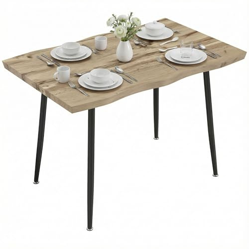 HOMCOM Esstisch, Küchentisch für 4 Personen, 110 x 70 cm Moderner Nordischer Esszimmertisch mit Stahlgestell, Holzoptik für Küche, Esszimmer, Eiche
