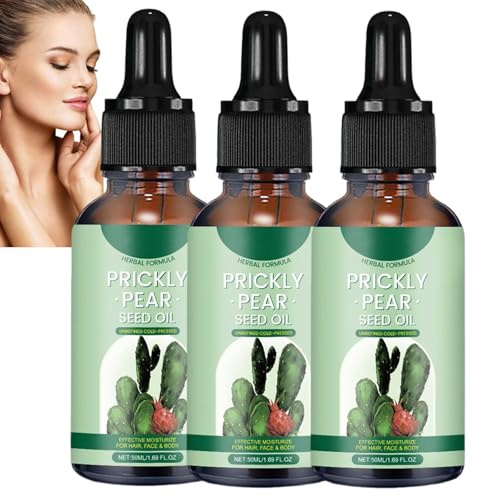 Pure Organic Prickly Pear Oil, Prickly Pear Oil Face Skin Hair, Pure Prickly Pear Seed Oil Sweet Almond Jojoba Vitamin E, Natural Vegan Friendly Multipurpose Oil Nourishing Skin and Hair (3 pezzi)