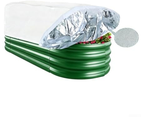 Protección de plantas de invierno para camas elevadas, cubierta aislante con lámina de aluminio y cordón, protección invernal para plantas, fieltro contra heladas y nieve, blanco (1 unidad)