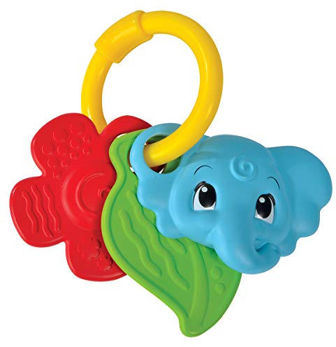 Simba 104010176 - ABC Elefanten Ringrassel, mit 3 Elementen, Spiegel, Zahnhilfe und Rassel, 12cm, ab 3 Monate