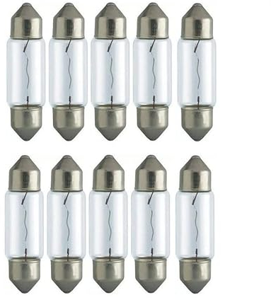 24 Volt - 10 Stück - C10W - T11x41 - Sv8.5-41mm - 10Watt - Nfz LKW Beleuchtung - Glühlampe, Glühbirne, Soffitte, Lampen. mit E-Prüfzeichen [STVZO zugelassen] - Hallenwerk