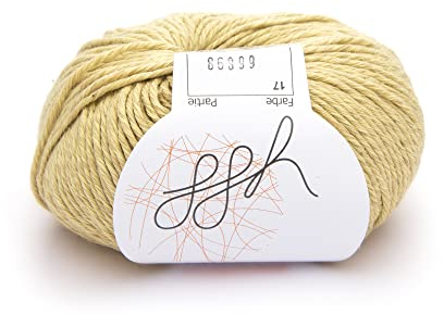 ggh Linova | Baumwolle mit Leinen Mischung | 50g Wolle zum Stricken oder Häkeln | Farbe 017 - Honig