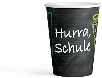 Amscan 9904414 - Becher My School Start, Fassungsvermögen 250 ml, Papierbecher, Schule, Einwegbecher
