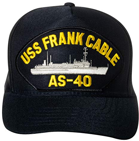 USS Frank Cable AS-40 U-Boot Emblem Patch Hut Navy Blue Baseball Cap