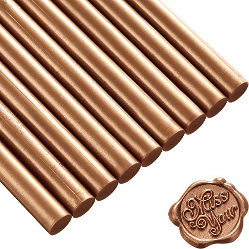 11mm 15 Stücke Klebe Pistole Siegellack Wachs Sticks für Retro Vintage Wachs Siegel Stempel und Brief, Ideal für Hochzeit Einladungen, Karten Umschläge, Schneckenpost, Geschenk Verpackung (Rot Kupfer)