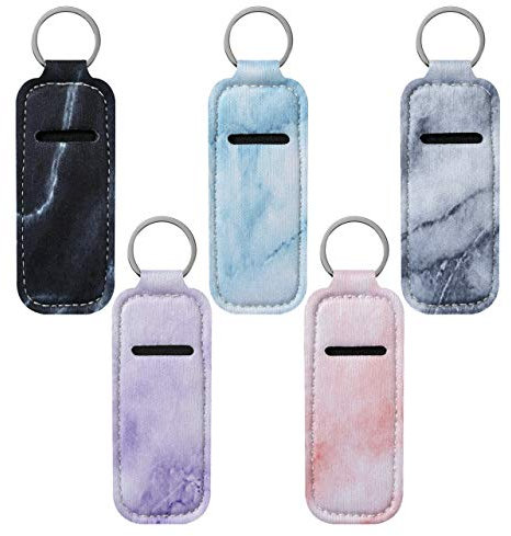 Beautyflier Clip-on Sleeve Lipstick Pouch Keychain Lipstick Holder Elastic Lip Balm Holder Travel Accessories