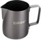 Schramm® Jarra de leche Jarra de leche en acero inoxidable negro o gris Jarra de espuma de leche de 350ml con lápiz barista, Color:negro