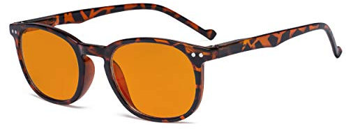 Eyekepper Retro Blue Light Glasses Women Men - Blocking Ray Screen Glare Nighttime Computer Reading Glasses with Orange Tinted Filter Lens - Tortoise +2.50