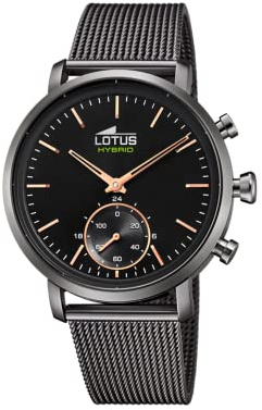 Lotus Uhr Smart Herren Hybrid Connected aus Edelstahl 316l | Grau, Analog, Wasserdicht 10 ATM 18806/1, Musiksteuerung, Schrittzähler, Anrufbenachrichtigung und -ablehnung