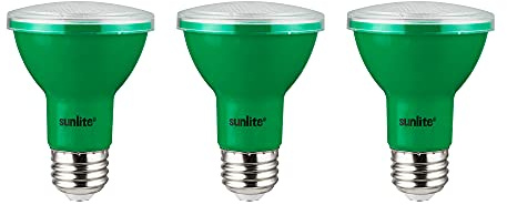 Sunlite 40250 LED PAR20 Colored Recessed Light Bulb, 3 Watt (50w Equivalent), Medium (E26) Base, Floodlight, ETL Listed, Green, 3 Count