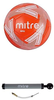 Mitre Impel Training Football With Ball Pump, Orange/White, Size 3