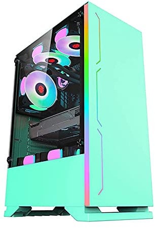 Computer Cases,Mid-Tower PC Gaming Case ATX/M-ATX/ITX - Front I/O USB 3.0 Port - Tempered Glass Side Panel - Cable Management System (Color : Green)