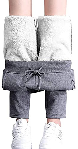 CheChury Pantaloni Sportivi Donna Pantaloni Jogger in Pile con Coulisse e Tasches Sportswear Pantaloni de Tuta Basic Casuals Inverno