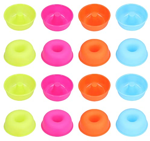 16 moldes para rosquillas, moldes de silicona para pasteles, mini moldes redondos para donas para hornear, 3 pulgadas