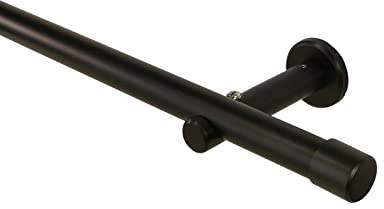 Gardinenstange schwarz aus Metall, 20 mm Durchmesser, Vorhangstange für Wand- und Deckenmontage geeignet, Komplettset mit Halterungen und Endstück Kappe, 120 cm