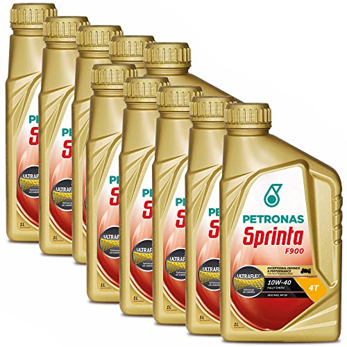 Petronas Kit 10X Huile moteur Sprinta 4T 100% synthétique 4 temps F900 10W-40 - Pour Moto et Scooter - 10 Bidons de 1 litre