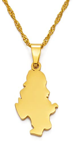 SHOUJIQQ Karte Von Serbien Anhänger Halsketten - Frauen Männer Charm Maps Schlüsselbeinkette Schmuck, Ethnische Hip Hop Country Flag Halskette Für Pullover Dünne Kette Patriotische Schicke Geschenke,