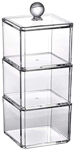 FOMIYES 1 Juego Caja De Almacenaje Organizador De Accesorios para El Cabello Contenedor De Hisopos De Algodón Contenedor De Almacenamiento con Tapa Acrílico Palillo De Pedestal