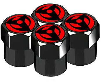 JWQI Anime Reifen Ventilkappen mit Dichtung, 4 Stück Universelle Ventildeckel, Hexagon Design Autoventil Metall Aluminium Ventildeckel Kappen für Auto Motorrad Fahrrad Roller LKW pkw SUV, Schwarz