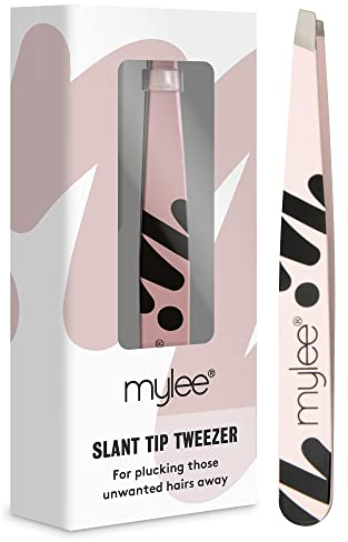 Mylee Pinzetta Punta Obliqua Professionale di Precisione per Ciglia e Sopracciglia, Acciaio Inossidabile, Depilazione Viso, Rimuovi Schegge e Peli Incarniti, per la Routine di Bellezza Quotidiana
