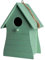 Holz Vogelhäuschen zum Aufhängen 20 x 14 cm - grün - Vogel Nistkasten mit Fütterungsluke - Garten Deko Vogelhaus Nist Kasten Haus für Meisen und Sperlinge