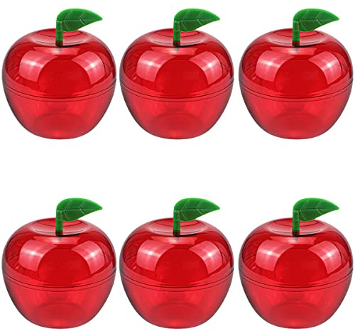 Doerdo 6 Stück rote Apfel-Behälter für Obst- und Süßigkeiten, für kreative Partygeschenke und festliche Dekorationen, 9,9 x 8,9 cm