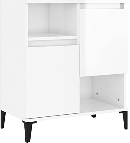 vidaXL Sideboard, Kommode mit 4 Fächern, Highboard Wohnzimmerschrank mit Türen, Schrank Anrichte Beistellschrank, Hochglanz-Weiß Holzwerkstoff