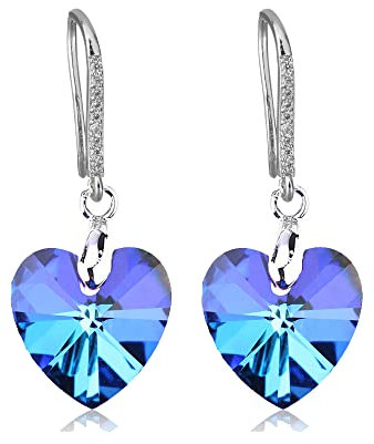 Pendientes de corazón de cristal elegantes para mujeres y adolescentes, aretes colgantes en forma de corazón de cristal brillante, azul, rosa, morado, rojo, Cristal, Crystal