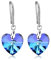 Pendientes de corazón de cristal elegantes para mujeres y adolescentes, aretes colgantes en forma de corazón de cristal brillante, azul, rosa, morado, rojo, Cristal, Crystal