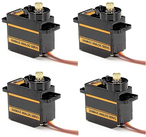 Greluma 4 Stück ES08MA II 12g Mini Metal Gear Analog Servo Stoßfest Stabile Maschine Kompatibel für RC Modell