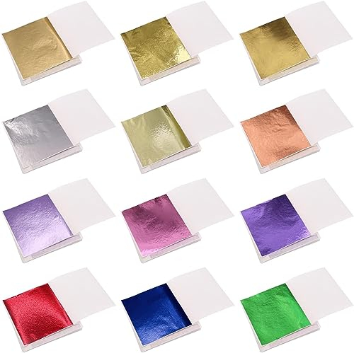 VGSEBA Imitation Blattgold Kunsthandwerk Kunstprojekt Möbel Gemälde Wand DIY (12 Farben-600 PCS)