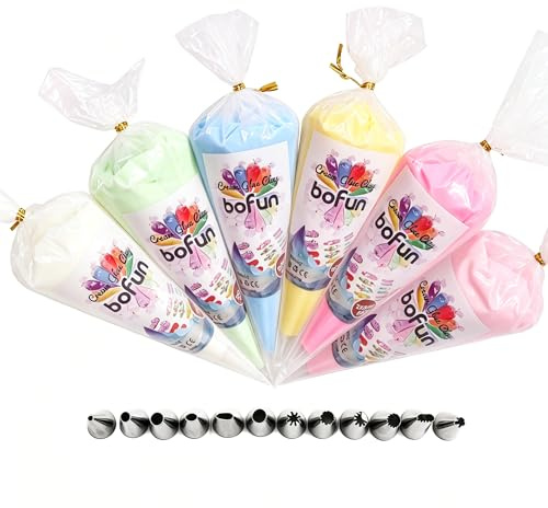 BoFUN Whipped Cream Glue Kit, Decoden Cream Clay for Crafts Supplies DIY | Craft Kit, with Decoden Cream and Piping Tip for Handmade Phone Case, Mirror, Jewelry Accessories, Home Decoration