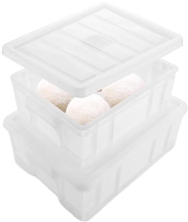 APACALI 2 scatole per pizza con coperchio, 40 x 30 cm e 25 x 30 cm, contenitore per pizza con coperchio, pieghevole, per impasto per pizza, ideale per panetterie, bianco