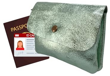 Générique Portefeuille Femme en Cuir irisé, Porte Carte d'identité (Vert d'eau)