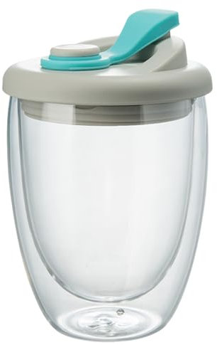 soulnioi Coffee Glass 350ml Double Wall Insulated Travel Cup with Silicone Lid for Tea, Espresso,Juice for Cafe&Office&Home Coffee Glass Blue