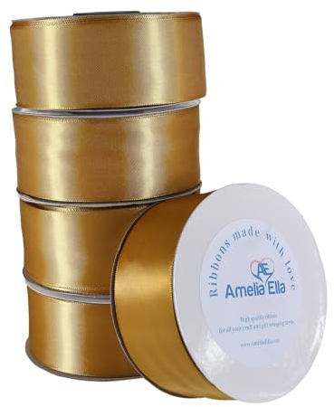 AE Amelia Ella Doppelseitiges Satinband, 125 m x 38 mm breit, 5 x 38 m Spulen, für Kunsthandwerk, Geschenkverpackungen, Nähen, Verzierungen