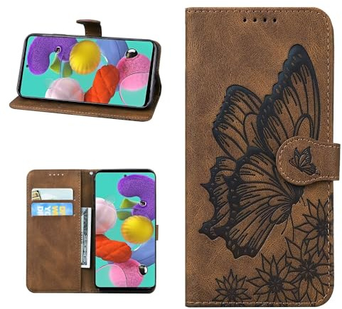 Beajew Handyhülle für Nokia 5.4, Butterfly Geldbörse Hülle, Premium PU Schutzhülle,Retro Leder Flip Magnetic Handyhülle Schutzhülle Nokia 5.4 - Braun