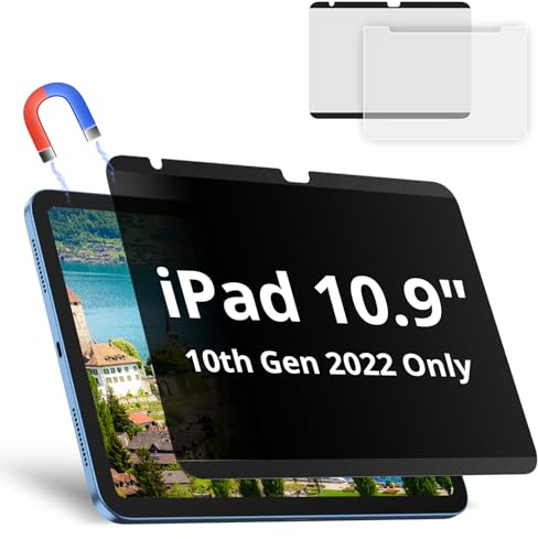 Magnetischer Sichtschutz, kompatibel mit iPad A16 (10/11. Generation) 10,9/11 Zoll 2022/2025, Anti-Blendschutz, Anti-Blaulichtfilter, blasenfreie Folie, einfache Installation, schwarzer