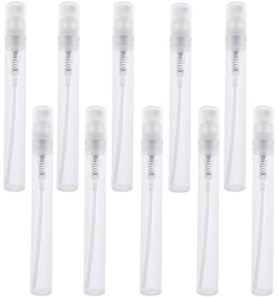 ZHIYE 10pcs Mini Spray Atomizer Bottles, 5ml Plastic Empty Spray Bottle, Refillable, Clear Fine Mist, Travel Cosmetic Sample Bottle, Portable Perfume Container for Cosmetic Makeup Tools