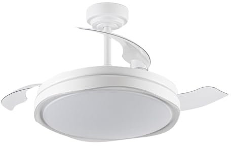 CRISTALRECORD Ventilador LED aspas retráctiles Oku Blanco 72W 7920Lm CCT