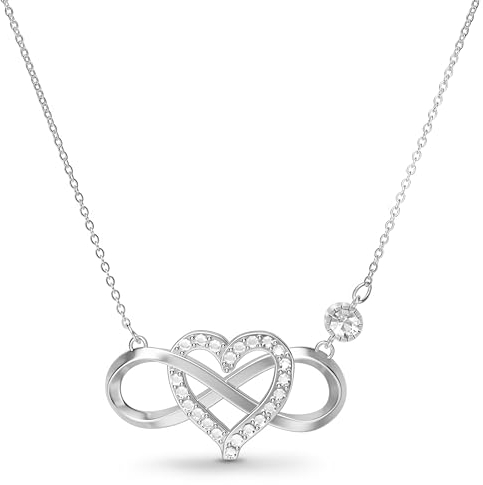 ZEITSTERN Infinity Halskette Damen Silber 925 – Verstellbare Herzkette mit Unendlichkeitszeichen & Zirkonia – Schmuckstück für Frauen – Geschenkidee - Geburtstag, Muttertag & Valentinstag