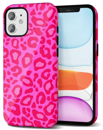 Svanove Cheetah Print Phone Case for iPhone 11 Case Girly Trendy Leopard Pattern, Retro Cool Animal Print, Luxury Cute Case for Women, Aesthetic Y2k Hard Shell Plastic, Hot Pink